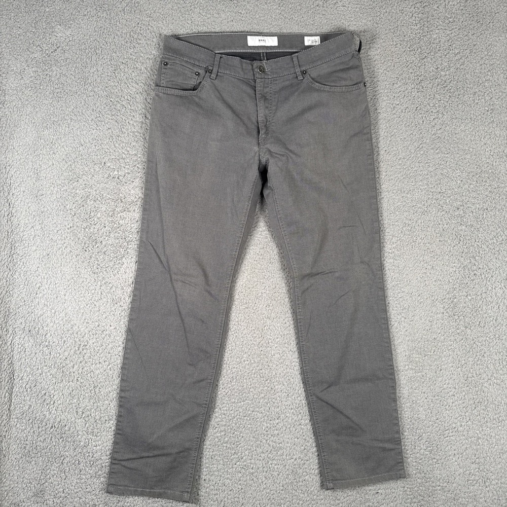 BRAX 5-Pocket Pants Mens 33x32 (33x29) Gray HI-FLEX Stretch CHUCK Modern READ